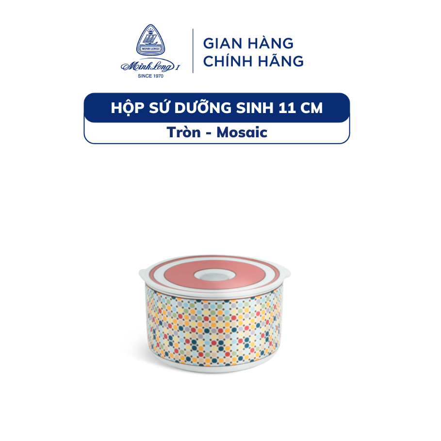 磁器 保温食品容器 11cm 丸型 ランチボックス モザイク Mosaic Minh Long