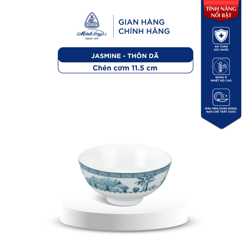 磁器茶碗 ライスボウル 11.5cm ベトナムの農村地の描写 Jasmine - Thon Da Minh Long