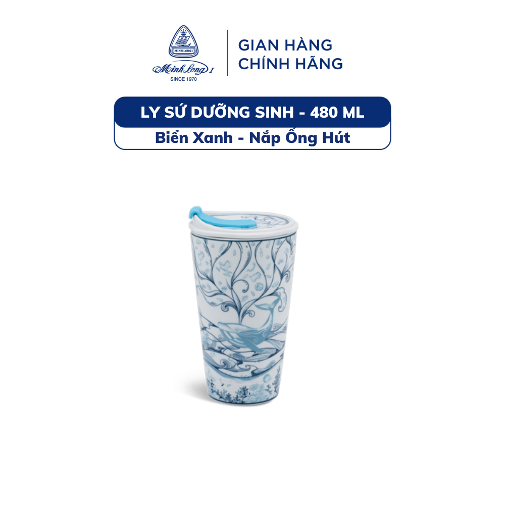 磁器タンブラー 0.48L Bien Xanh - Nap ong hut(K1)  Minh Long