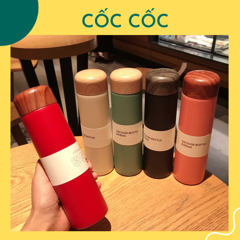 ミニキュートサーモ、304ステンレス鋼材料、木製穀物キャップ、健康に安全な -  COC COC -Pink -Pink