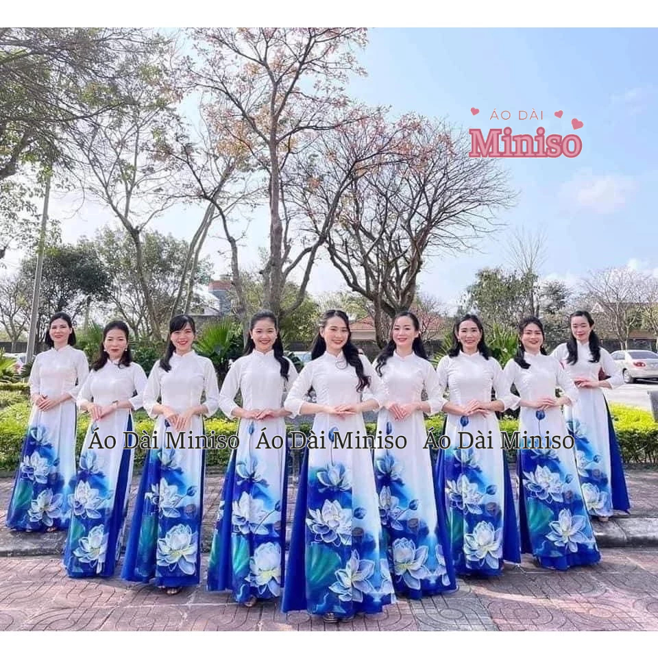 MINISO エレガントシリーズ ベトナム伝統アオザイ 花柄シルク S-XXXL ダンリン