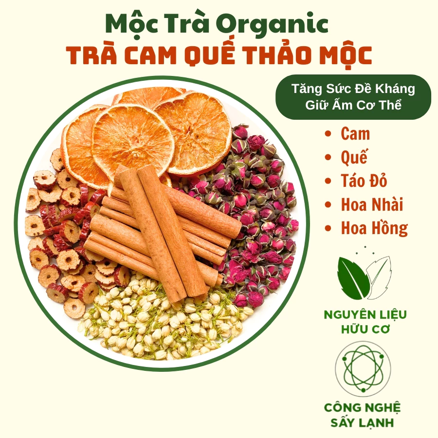 Mộc Trà オーガニック 温活ブレンド オレンジシナモンティー 20包セット - 喉ケア、体ポカポカ、免疫力アップ、デトックスに