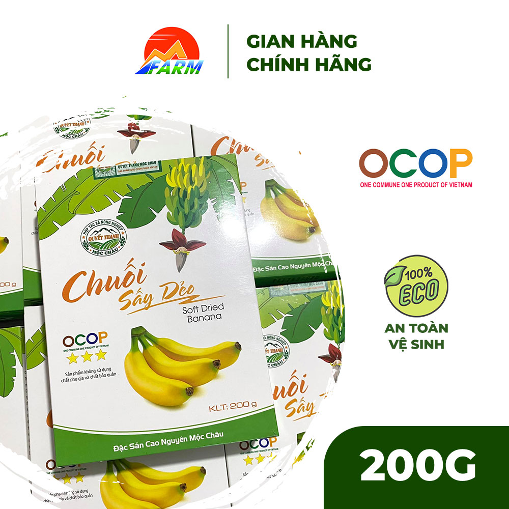 MOC CHAU FARM 乾燥ソフトバナナ、VietGAP 標準、おいしい自然な甘い味、栄養エネルギーサプリメント 200Gr - 200G バッグ