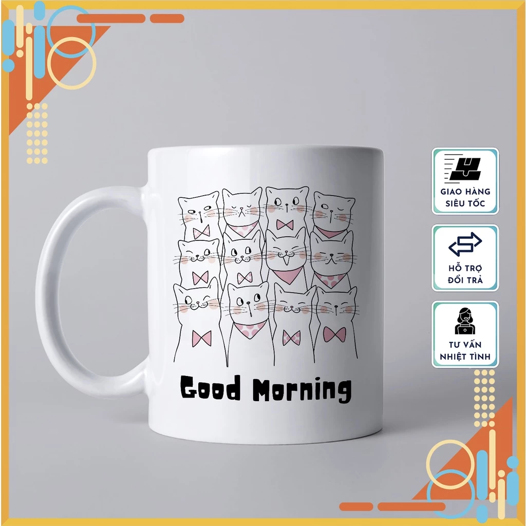 【モデル02】かわいい猫柄セラミックマグカップ - 高級ギフト・日常使いに