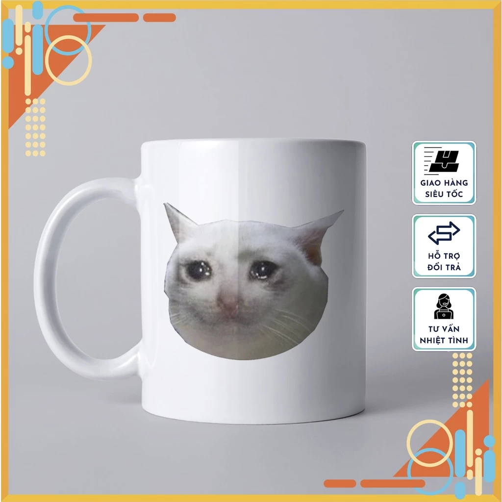 ミーム猫セラミックマグカップ【モデル02】かわいいギフト&普段使いに