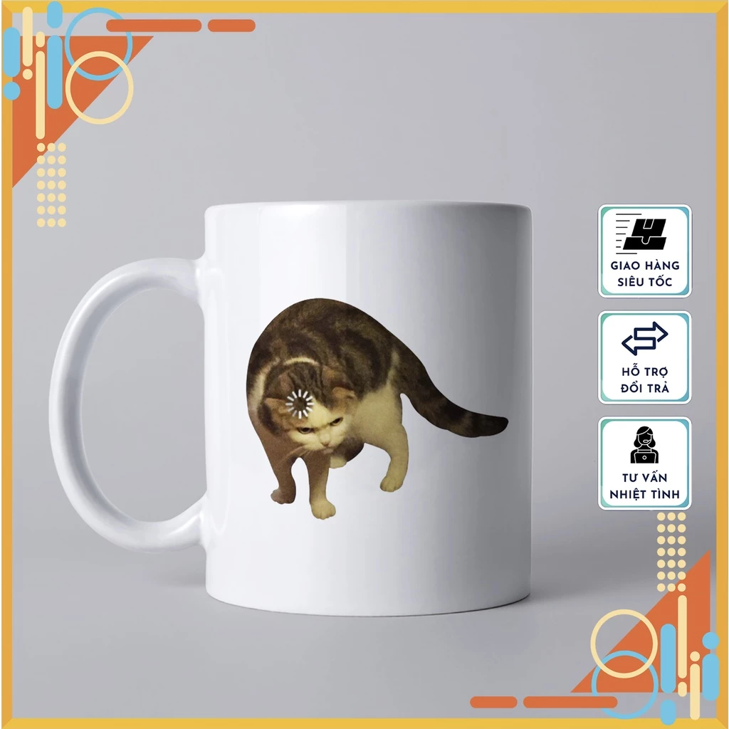 【モデル08】ミーム猫の可愛い陶器マグカップ - 日常使い＆ギフトに