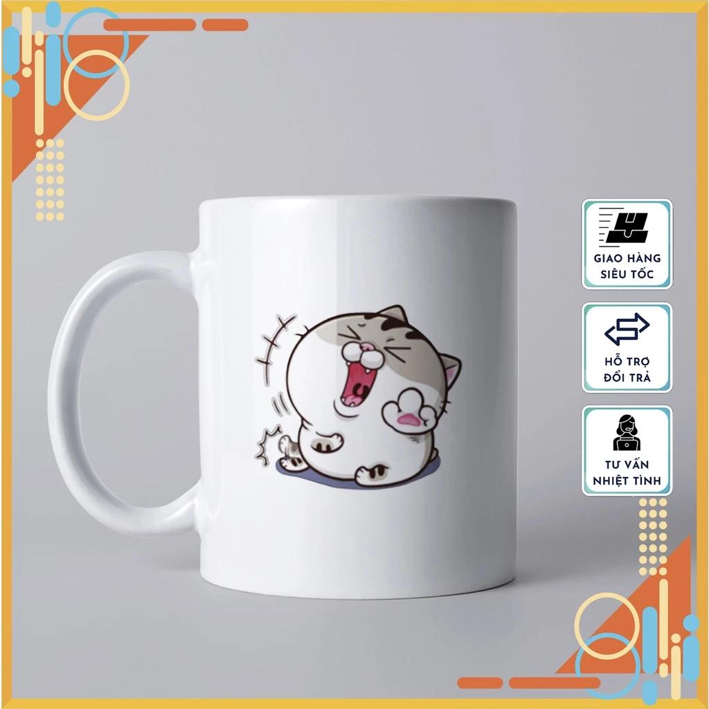 モデル14 - アミちゃんぽっこりお腹のかわいい陶器マグカップ - ギフト、普段使いに最適