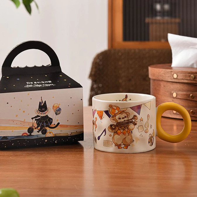 【モデル2】サーカス・グランドデザイン 250ml 高級ボーンチャイナ マグカップ - 忘れられない誕生日ギフト