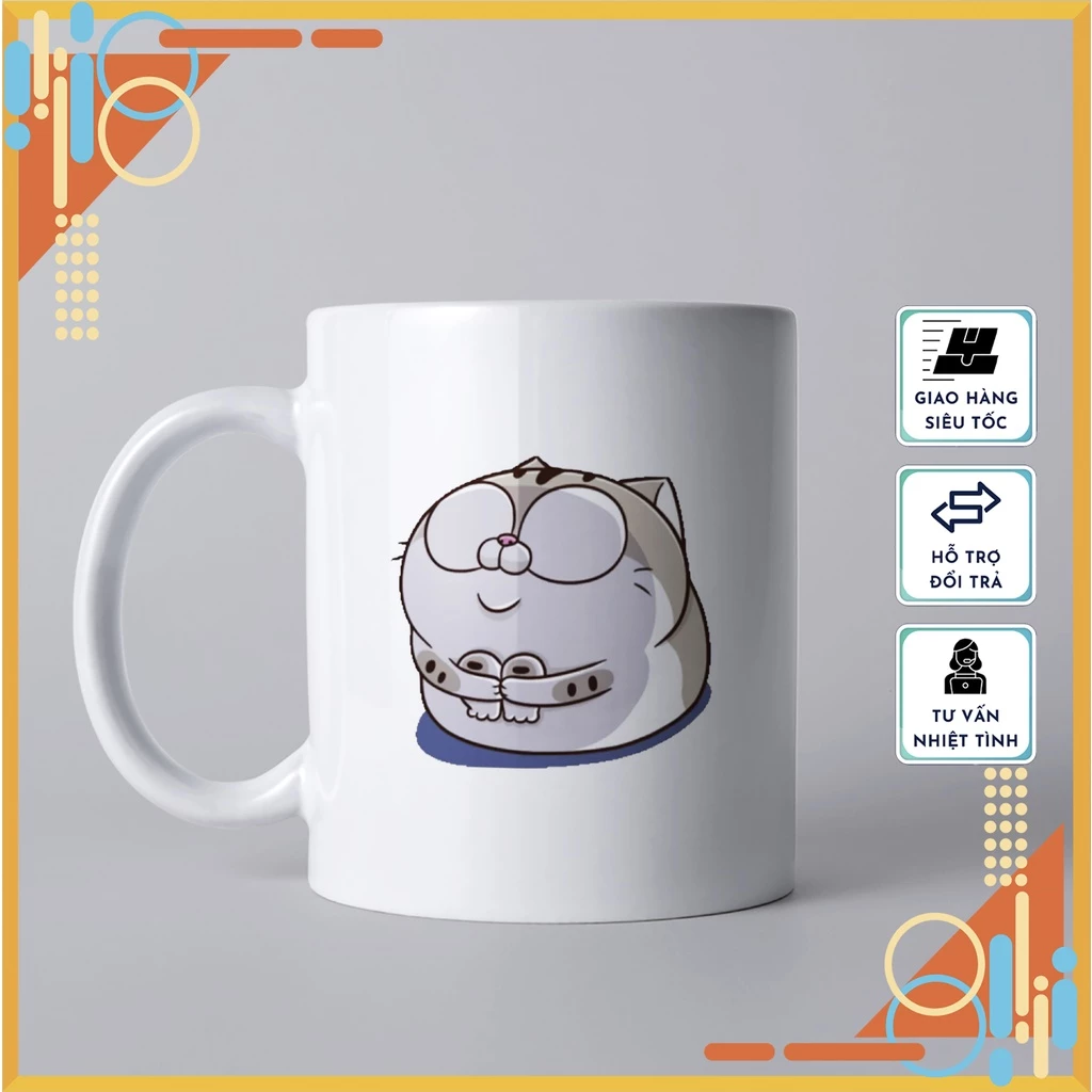 モデル30 - ぽっこりお腹のアミが可愛いセラミックマグカップ - ギフト＆日常使いに