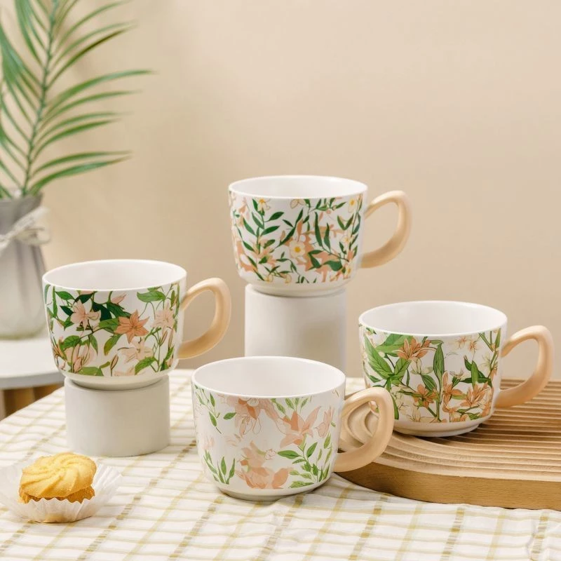 モデルB - 上質で優しいスタイル ペアセラミックマグカップ 大容量 取っ手付き 家庭用