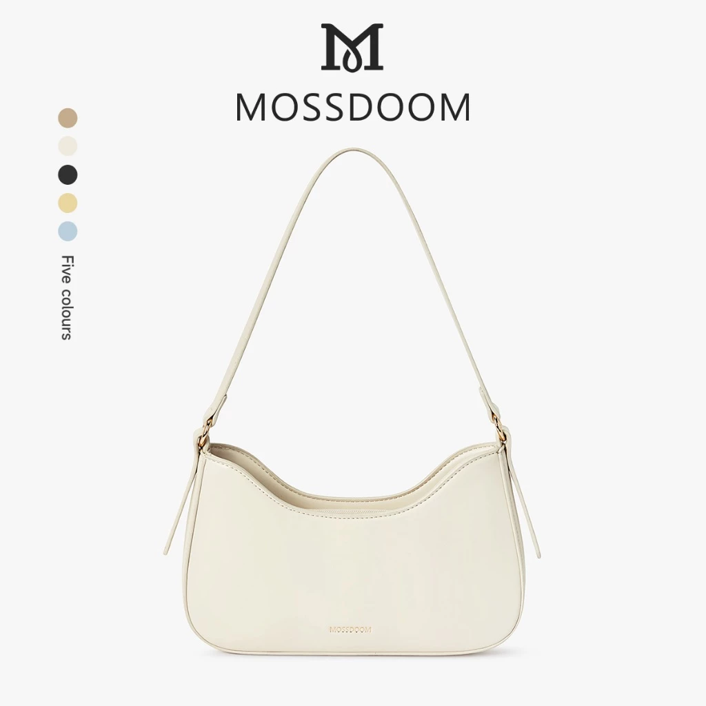MOSSDOOM ダービーバッグ レディース シンプルデザイン ショルダーバッグ - ベージュホワイト