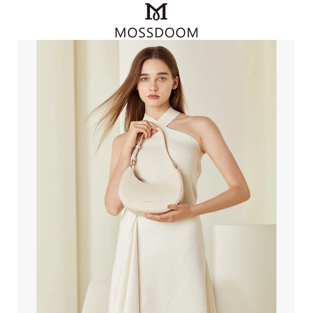 MOSSDOOM Kattie 三日月型レディースショルダーバッグ - シンプルエレガント アイボリー