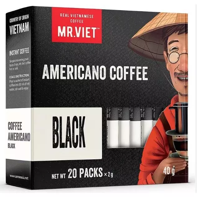 Mr. Viet インスタントブラックコーヒー 40g (2g x 20スティック) - ベトナム産アメリカンコーヒー