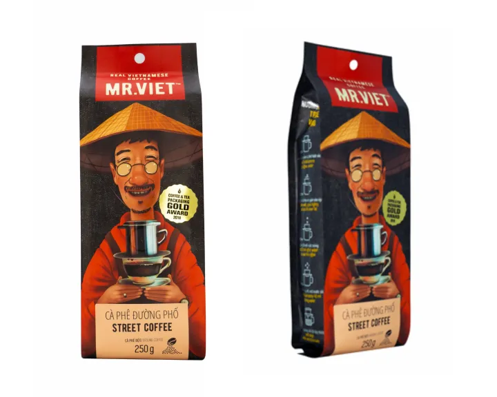 Mr.Viet ストリートコーヒー(STREET COFFEE) ブレンド ダークチョコレート&深煎りキャラメルの香り 250g パウダー