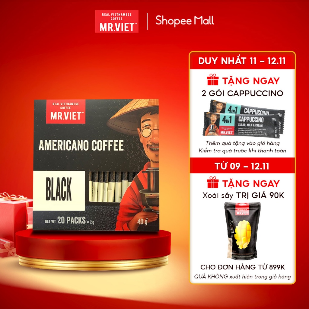 インスタントコーヒー アメリカーノブラックコーヒー 濃厚な味わい 20袋×2g MR.VIET