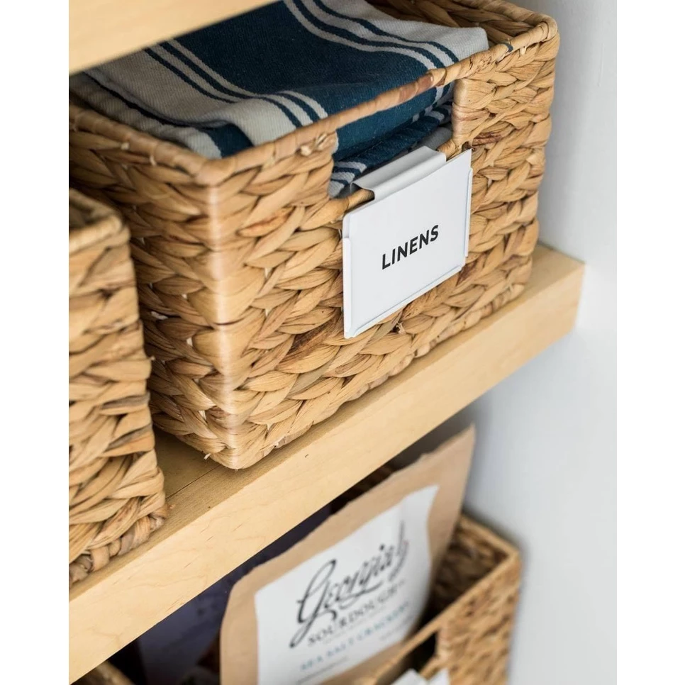 多機能ウォーターヒヤシンス製ヘリンボーン編み収納ボックス [Sサイズ] 蓋付き、鉄フレーム＆持ち手付き、洗濯物入れにも