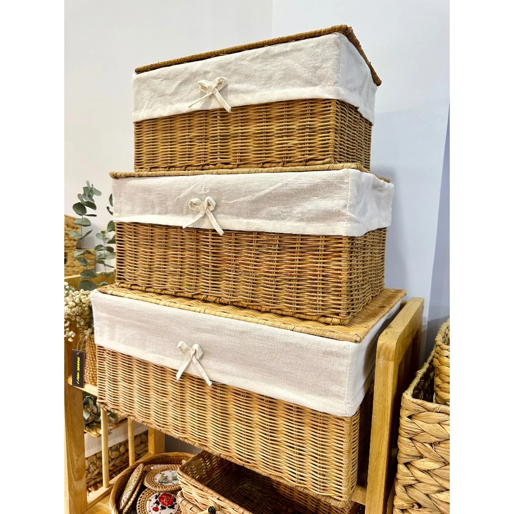 ラタン製多機能収納バスケット Mサイズ – 衣類・食品・インテリアに。自然素材の竹・籐細工