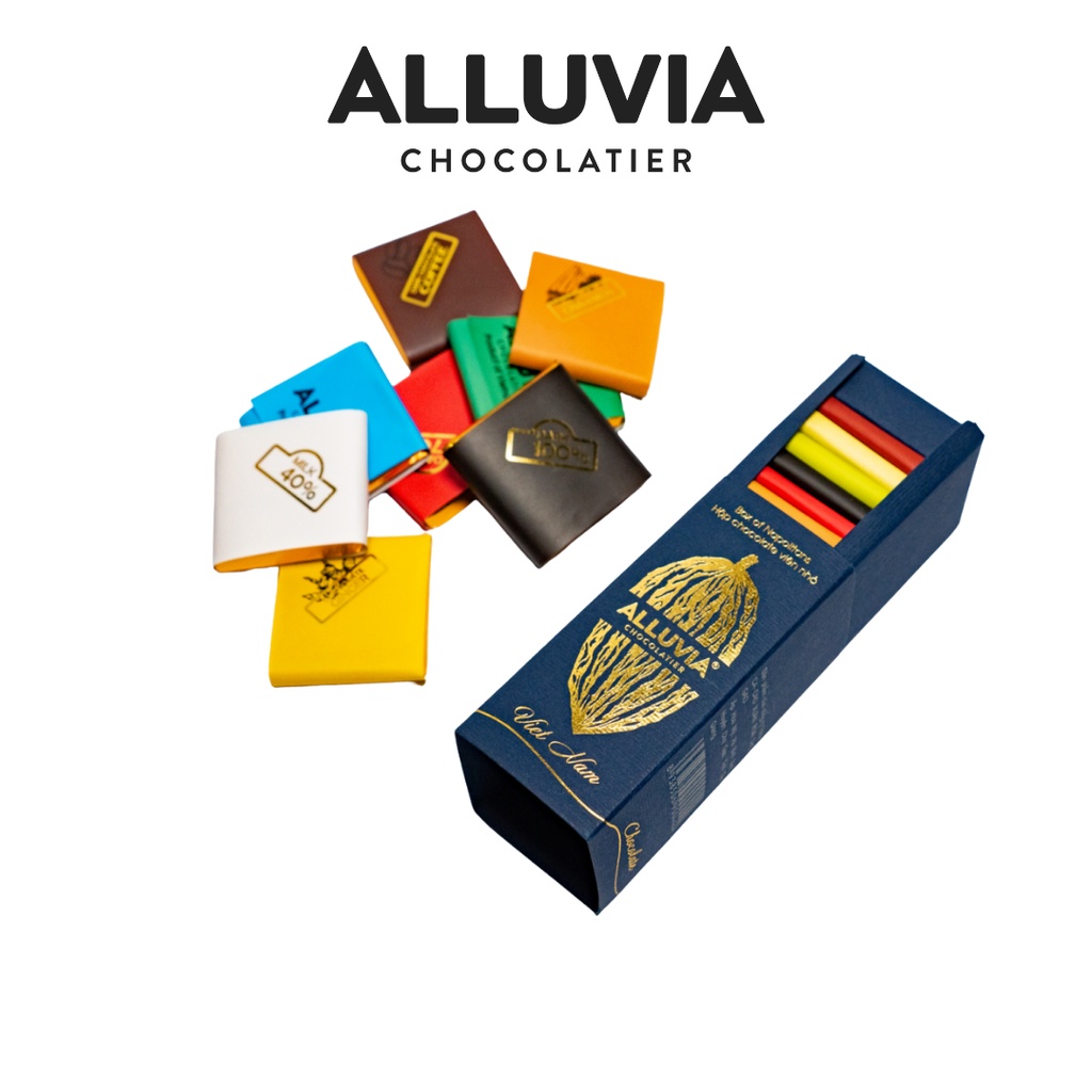 ピュアダークチョコレートとミルクチョコレートの10個入りボックス どの味でも選択可能 Alluvia Chocolate