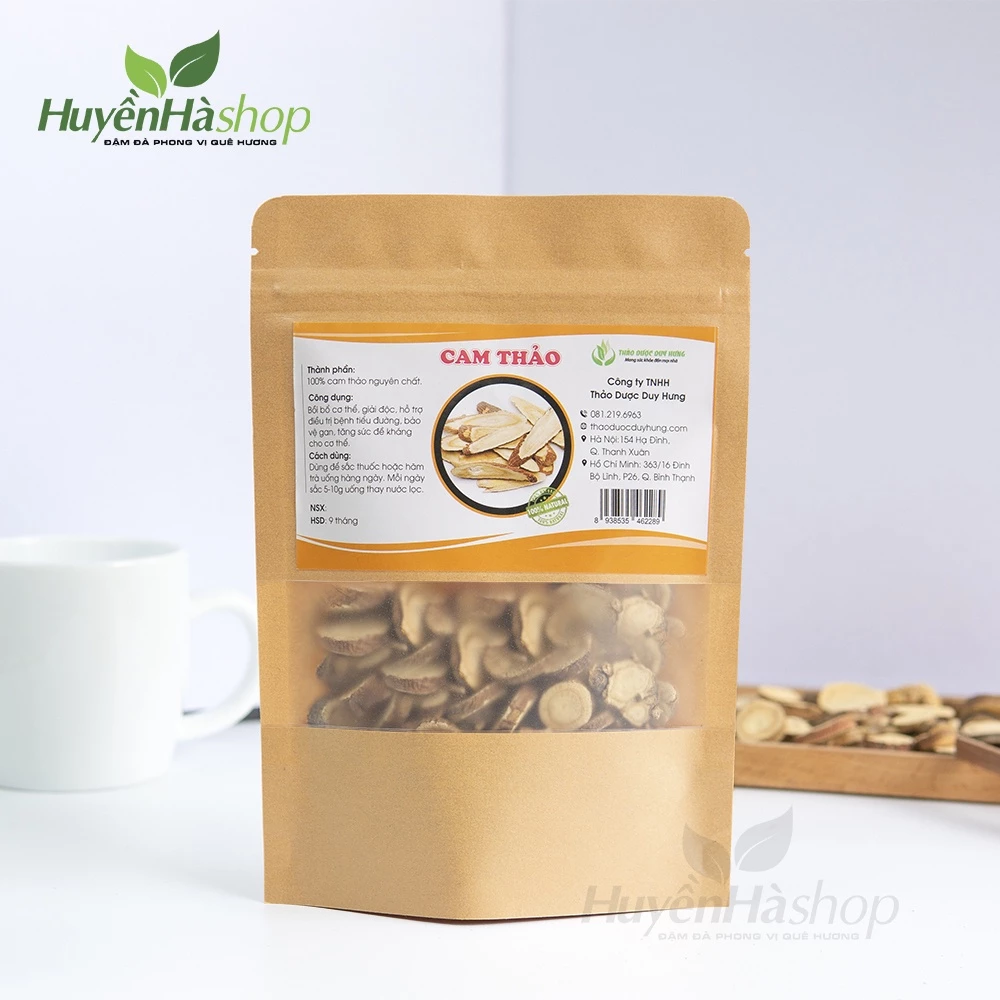 自然乾燥 丸切り甘草スライス茶 (50g) - 脾胃を健やかに、清熱解毒 - Duy Hưngハーブ