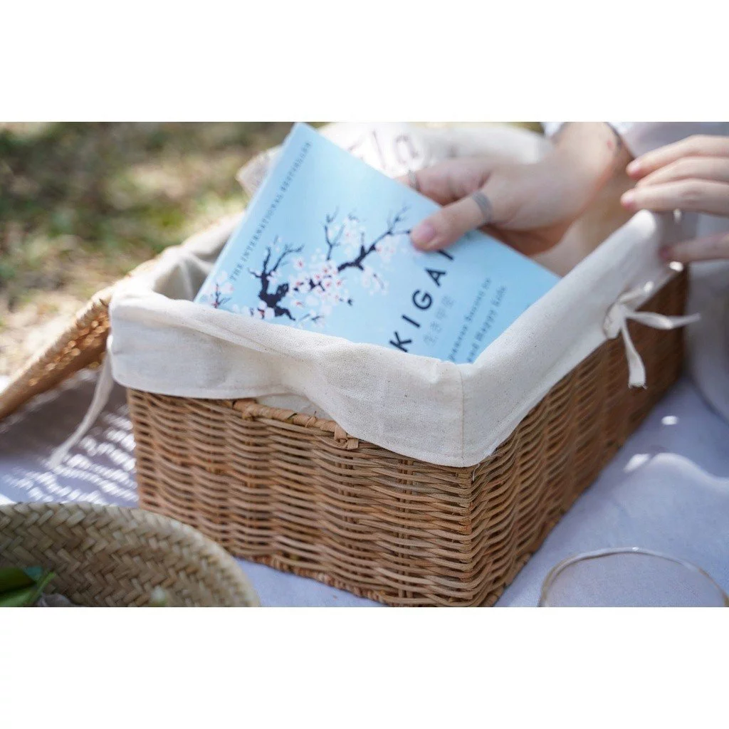 【Lサイズ】天然ラタン製 多機能収納バスケット（布付き・蓋付き選択可）洗濯かご・衣類・雑貨収納 自然素材のおしゃれなインテリア