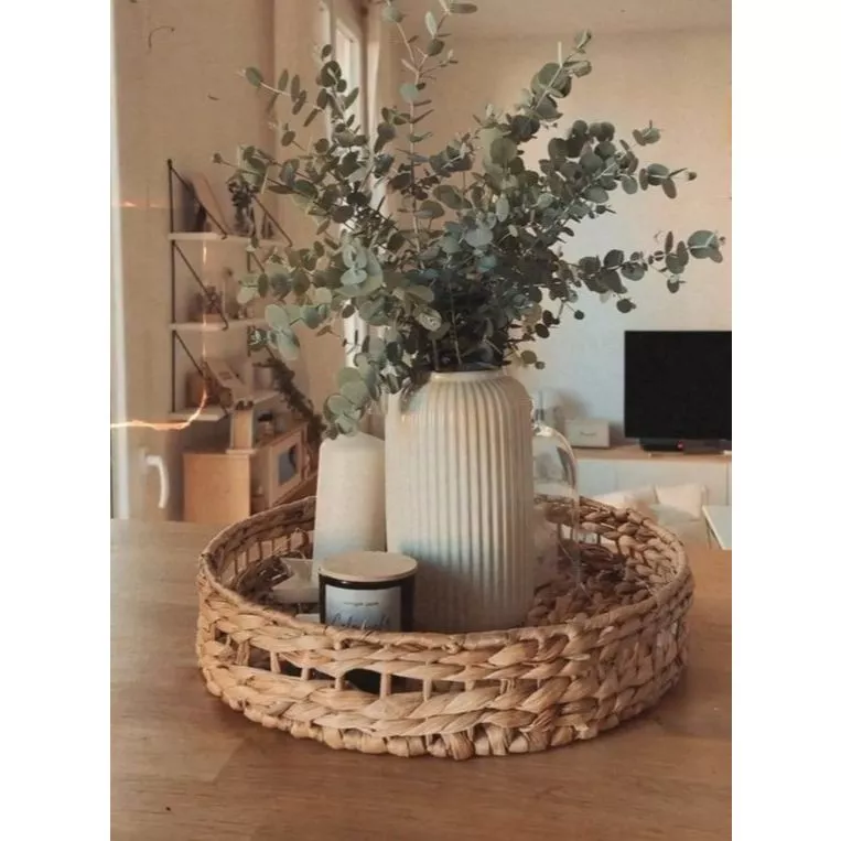 天然素材シーグラス製ラウンドバスケット D30xH8 - ランドリー、プランターカバー、収納に