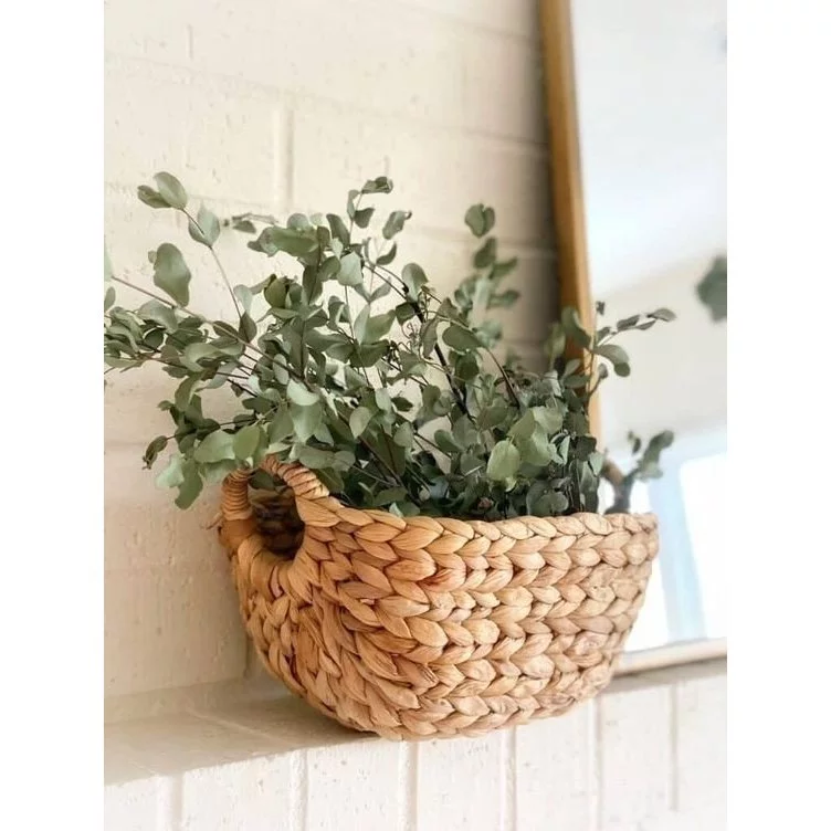 天然素材シーグラス＆ウォーターヒヤシンスバスケット 円形・楕円形 - 多機能収納・ランドリー・植木鉢カバー