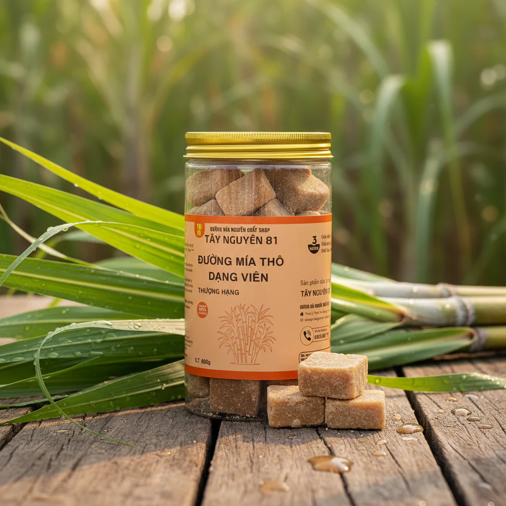 天然サトウキビ粗糖キューブ 500g (瓶入り)