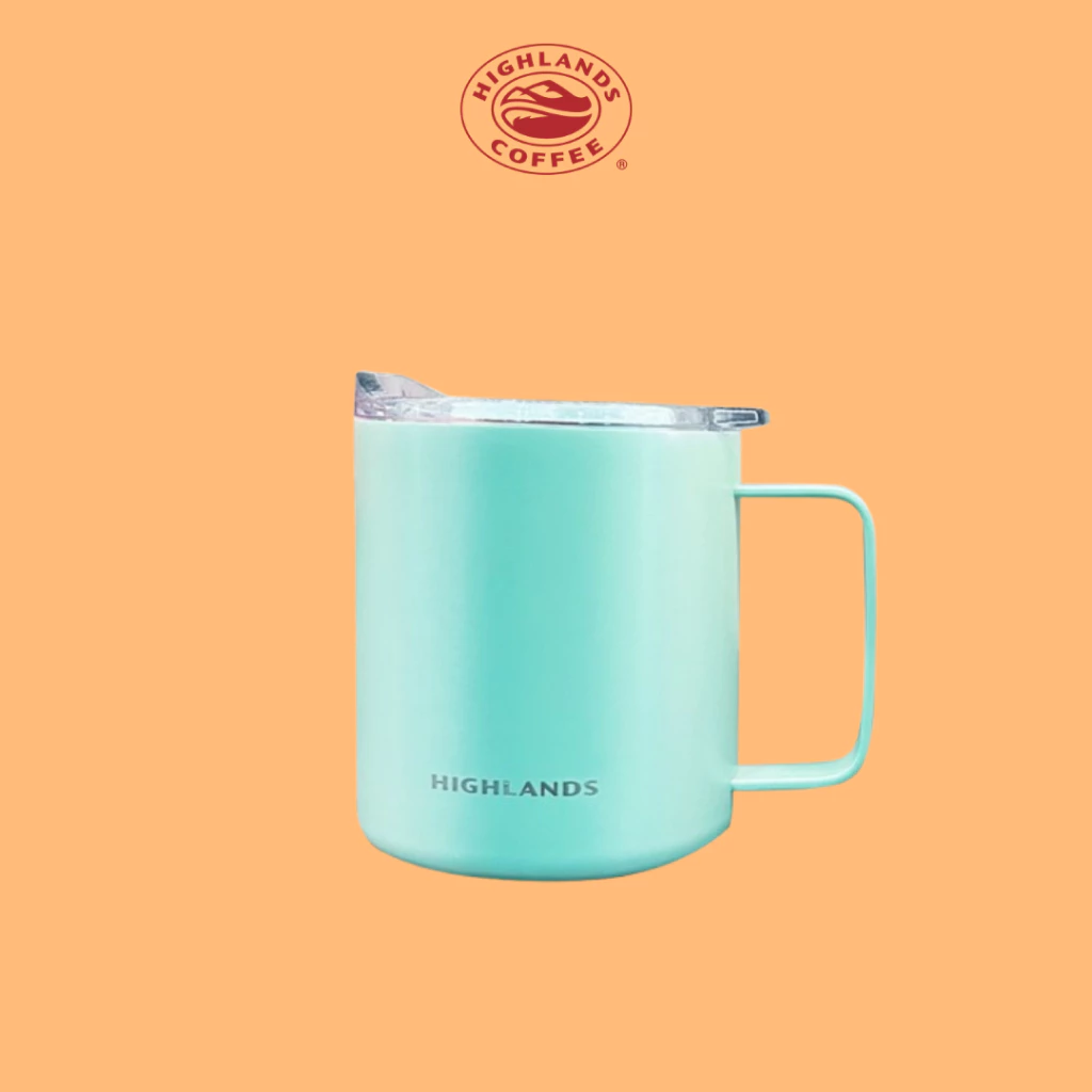 【新登場】ハイランズコーヒー 青色 ステンレスマグカップ 蓋付き 350ml - ベトナム限定品