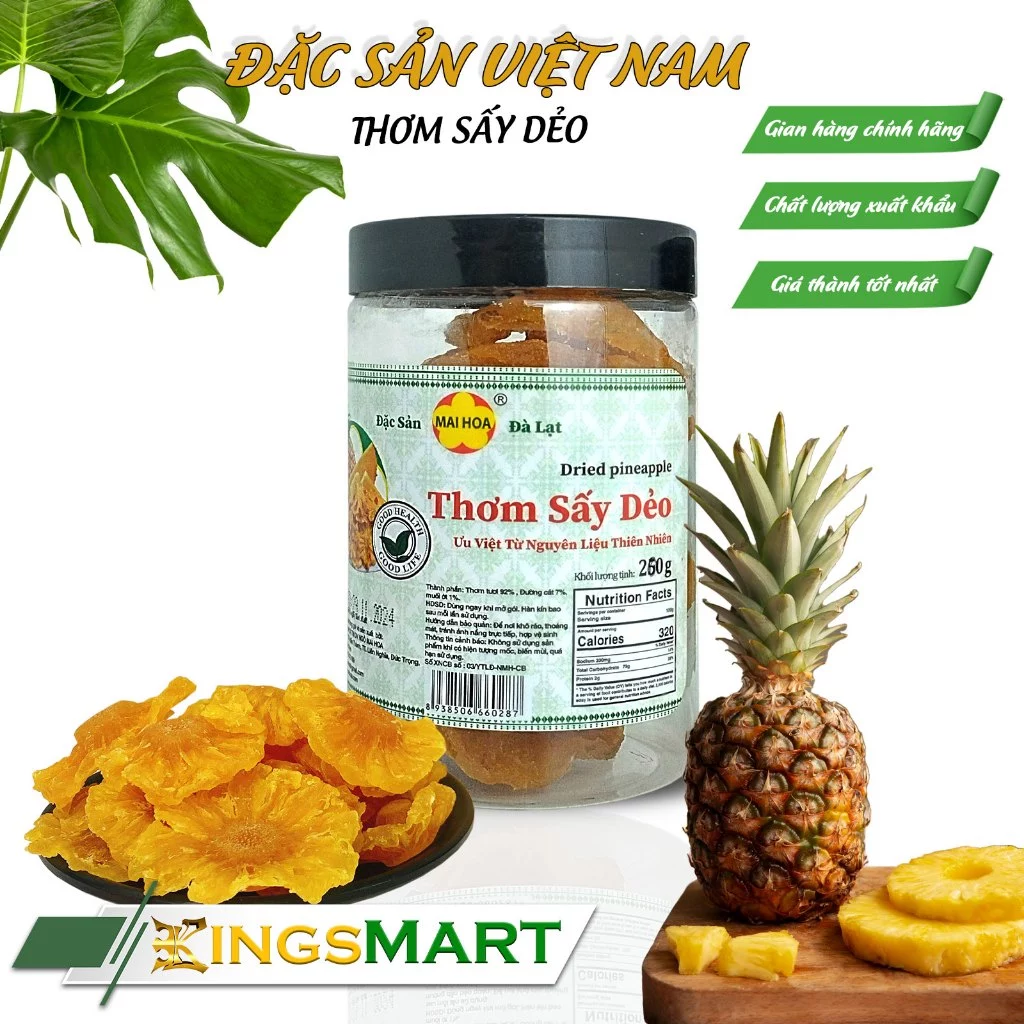 NGÔ MAI HOAブランド ダラット特産 塩チリ風味ソフトドライパイナップル 250g