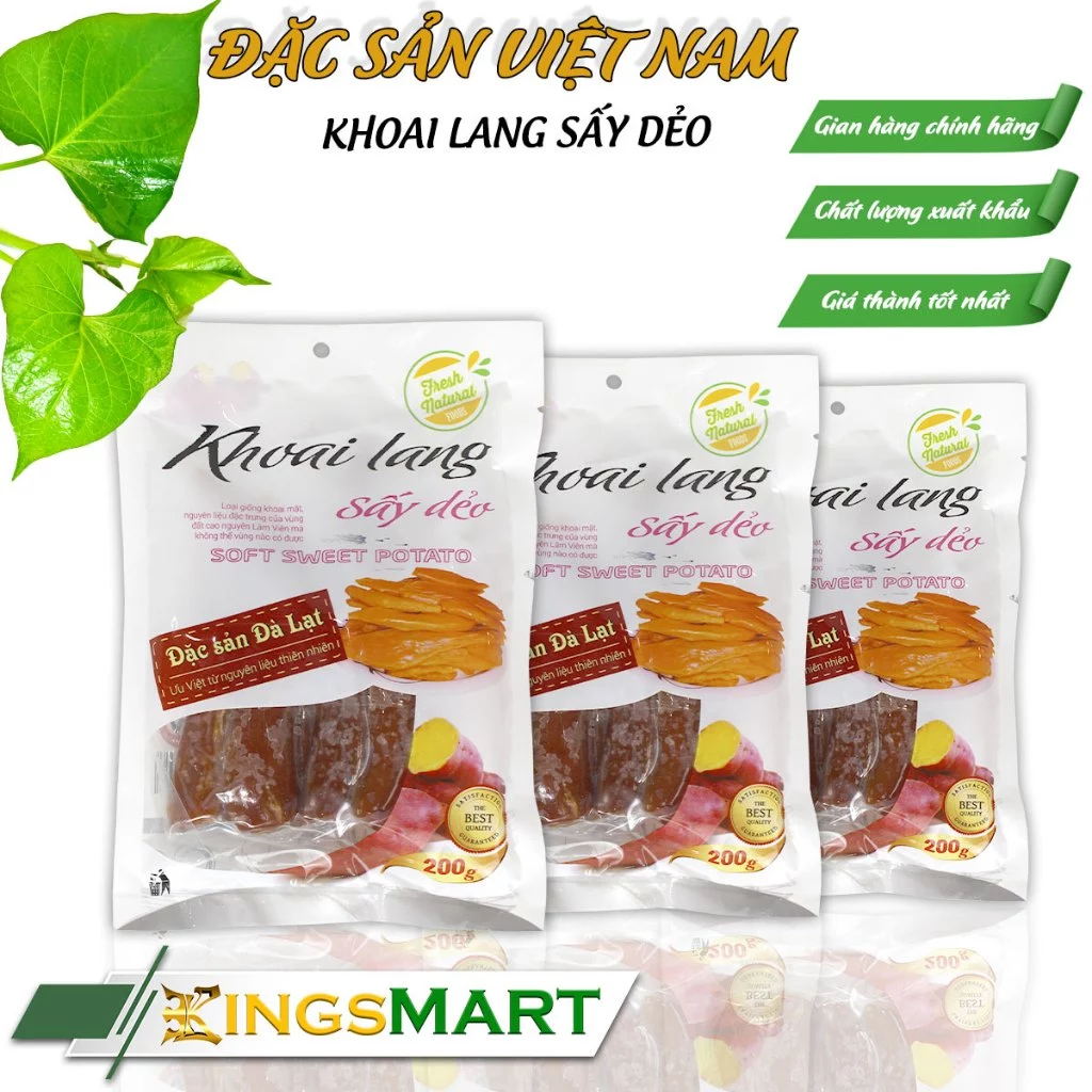 【ダラット特産】Ngô Mai Hoa 蜜芋干し芋 3袋セット (200g x 3) - しっとり甘い無添加ヘルシースナック