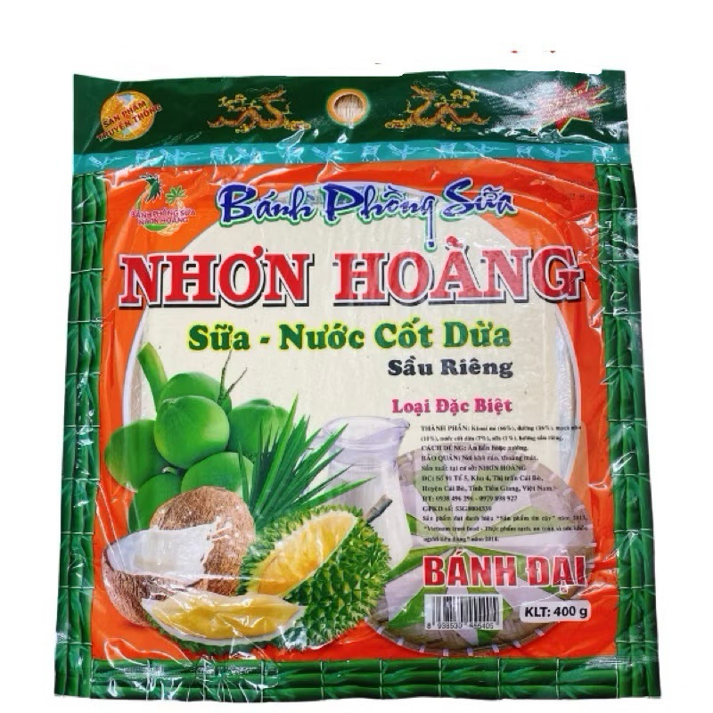 ニョンホアン ベトナム伝統菓子 ライスクラッカー ドリアン風味 400g Hoang Dung