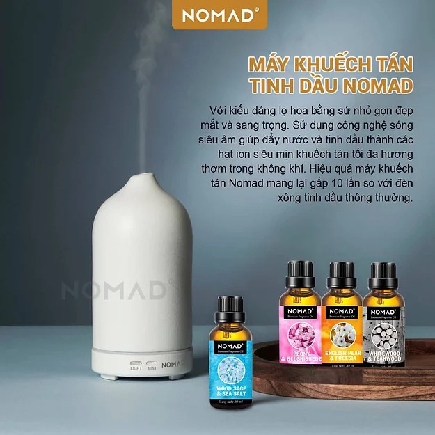 Nomad セラミック アロマディフューザー 超音波式 ホワイト 100ml