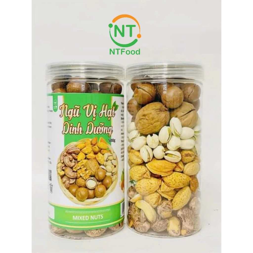 NTFood 5種の栄養ミックスナッツ 500g (マカダミア、クルミ、カシュー、アーモンド、栗) - Nhất Tín Food