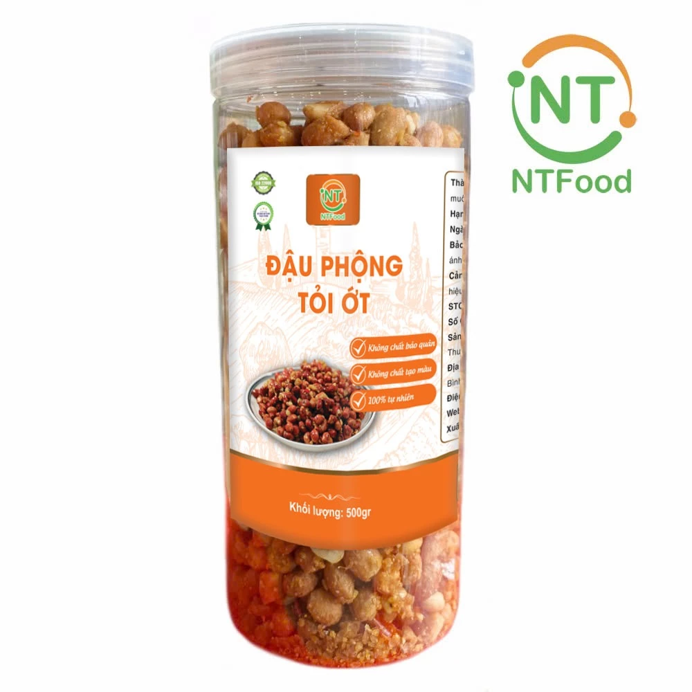 NTFood ガーリックチリローストピーナッツ 500g – 香ばしいニンニクとピリ辛唐辛子、濃厚な風味 – Nhất Tín Food