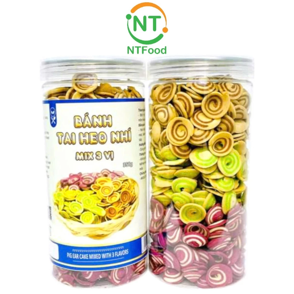 NTFood ミニ豚耳クッキー 3種の贅沢ミックス（抹茶・プレーン・タロイモ）350g