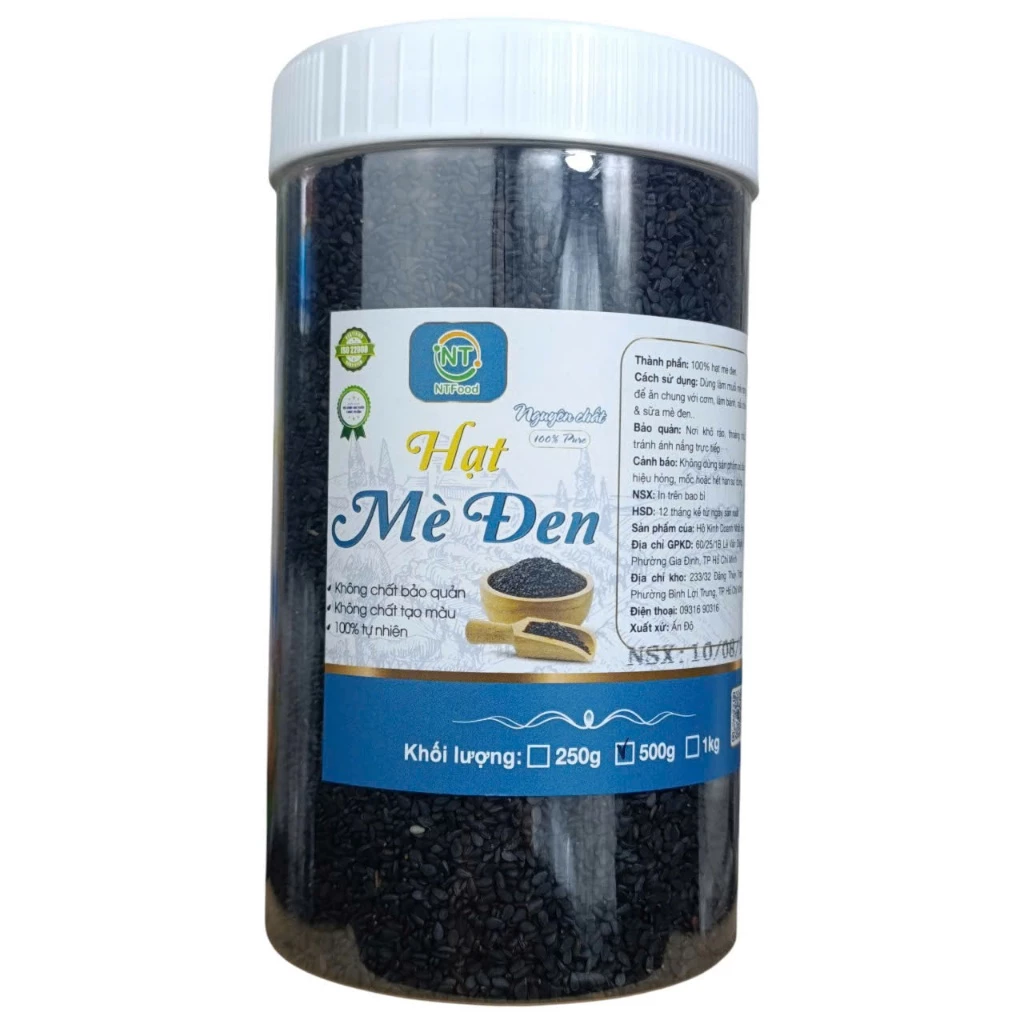 NTFood 自然派 黒ごま (黒ゴマ) 500g - 自家製ナッツミルク、チェー、パン、ごま塩、タヒニに最適