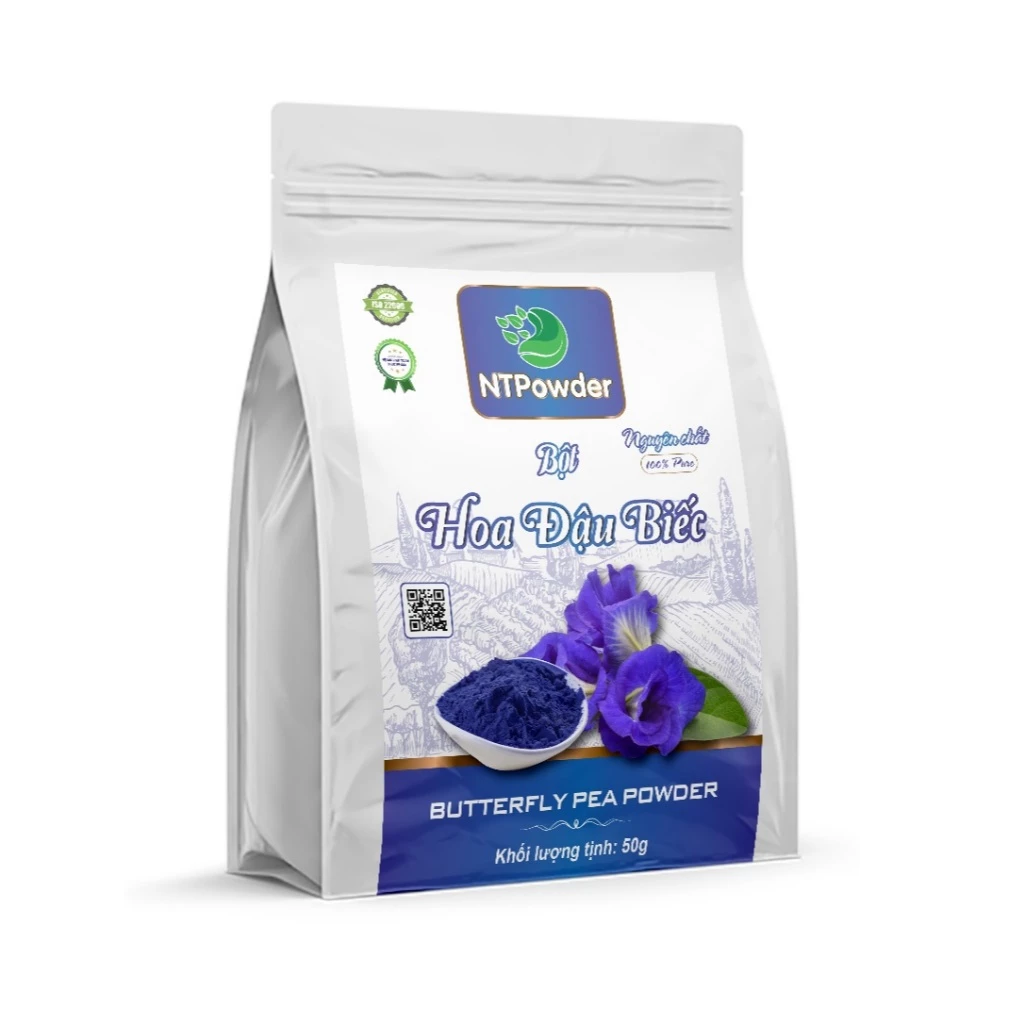 【NTPOWDER】純粋フリーズドライ チョウマメ花パウダー (50g/ジッパーバッグ) - 天然着色料・美容と健康に
