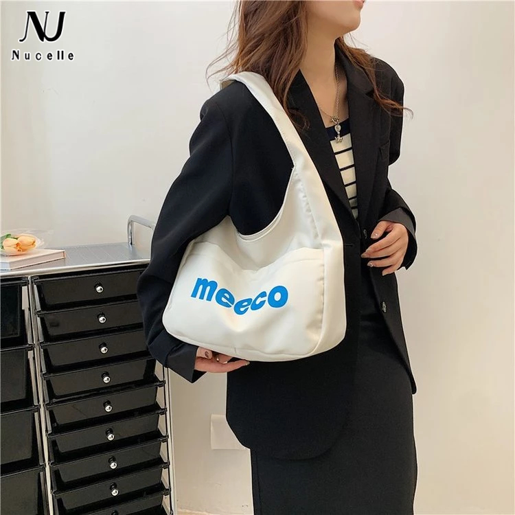 Nucelle 韓国ファッション レタープリント ラージ レディース ハンドバッグ - ホワイト
