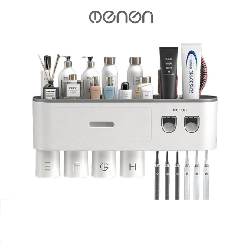 自動歯磨き粉ディスペンサー 2個セット ブラシ吊り下げ棚 磁気吸盤付き 壁用 OENON