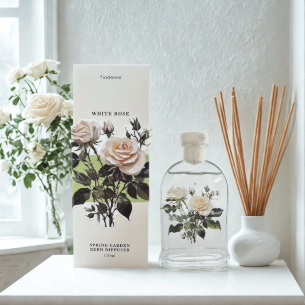 OHSOME Findense 110ml ホワイトローズの香り ディフューザー付き 春の花園バージョン 長時間持続する清潔な香り OHSOME