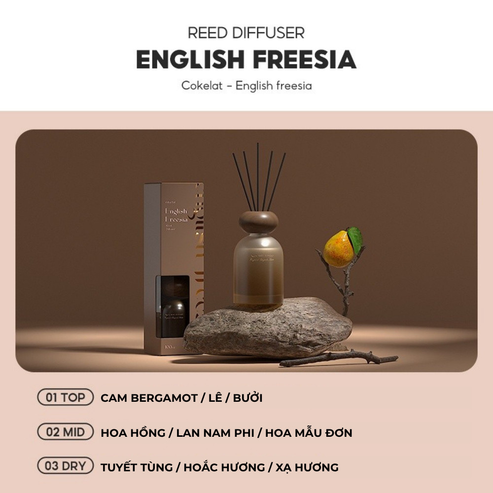 OHSOME Findense エッセンシャルオイル ルームフレグランス イングリッシュフリージア 100ml 2〜6ヶ月持続 マイナスイオン拡散スティック付き OHSOME