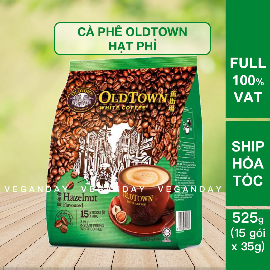 マレーシア OldTown 3in1 ホワイトコーヒー ヘーゼルナッツ (15袋/525g) - プレミアムインスタントコーヒー