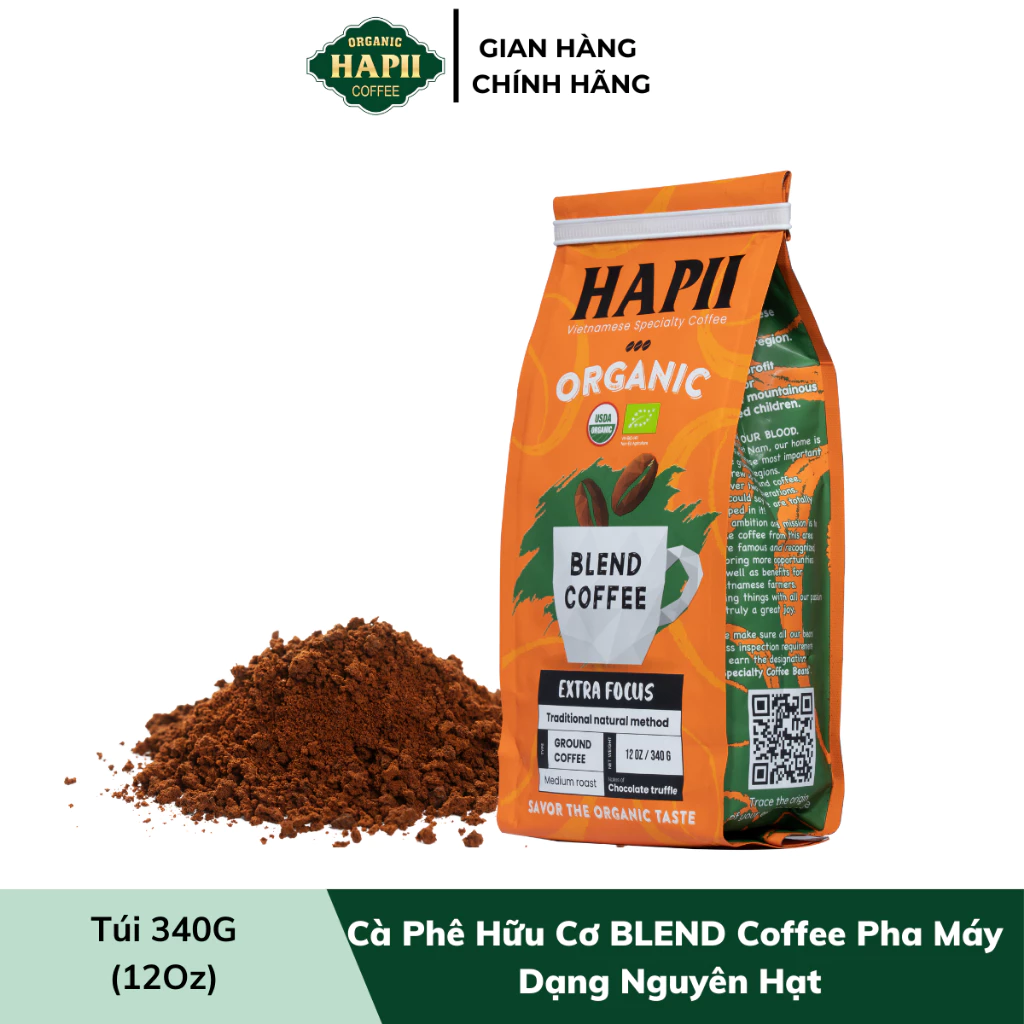 オーガニックブレンド エスプレッソ用挽き豆コーヒー 340G (12Oz)