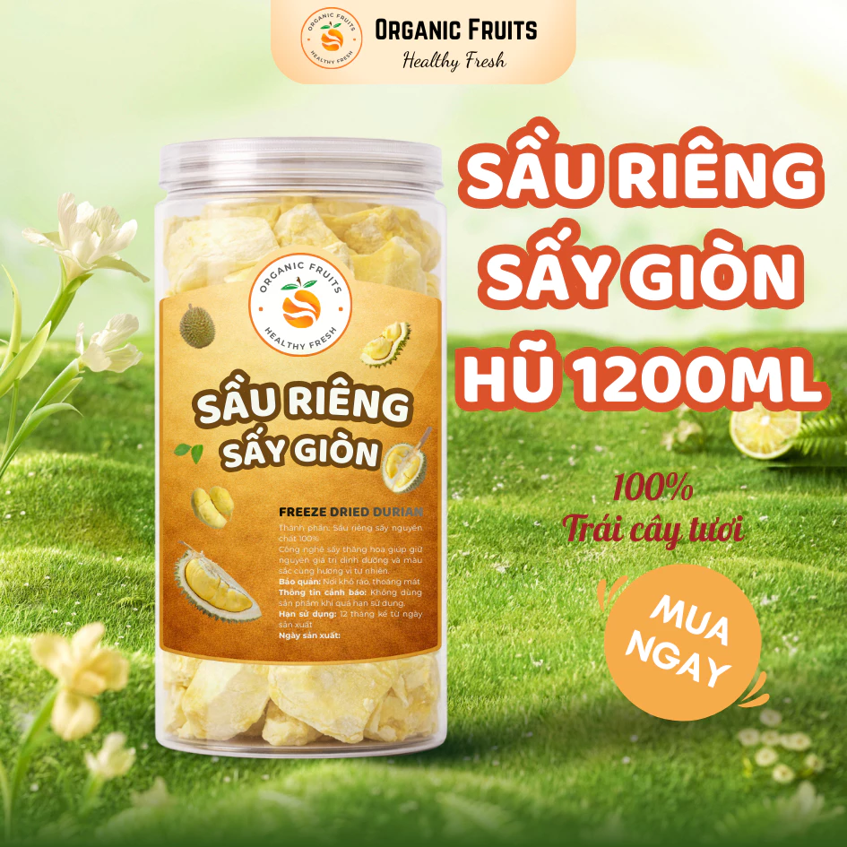 オーガニックフリーズドライドリアン Ri6 サクサク果肉 1200mlジャー入り - 濃厚芳醇な味わい