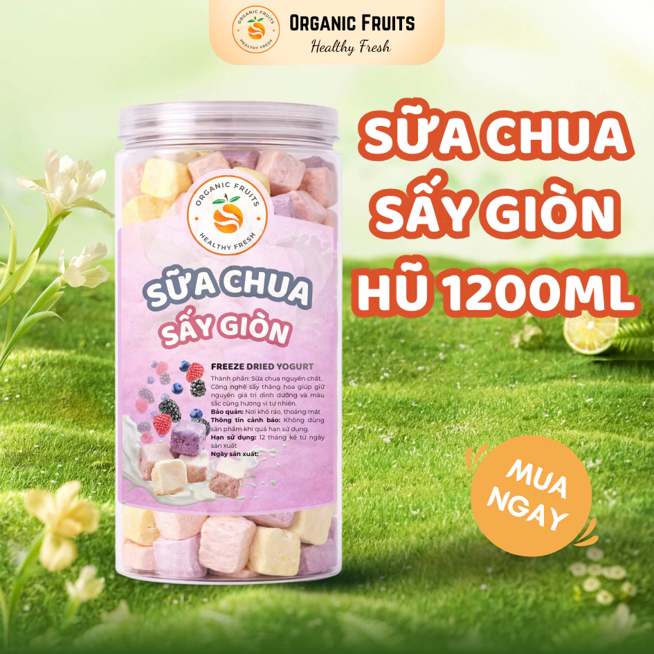 オーガニック フリーズドライヨーグルト キューブ 1200ml - サクサク ふわふわ ほんのり甘酸っぱい ヘルシーおやつ