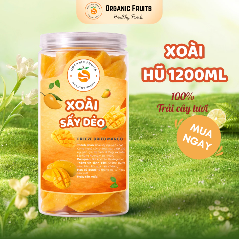 オーガニックフルーツ特選 1200ml 大容量！ 無添加・無着色 完熟マンゴードライフルーツ（まるごとスライス）- 繊維なし、自然な甘酸っぱさ