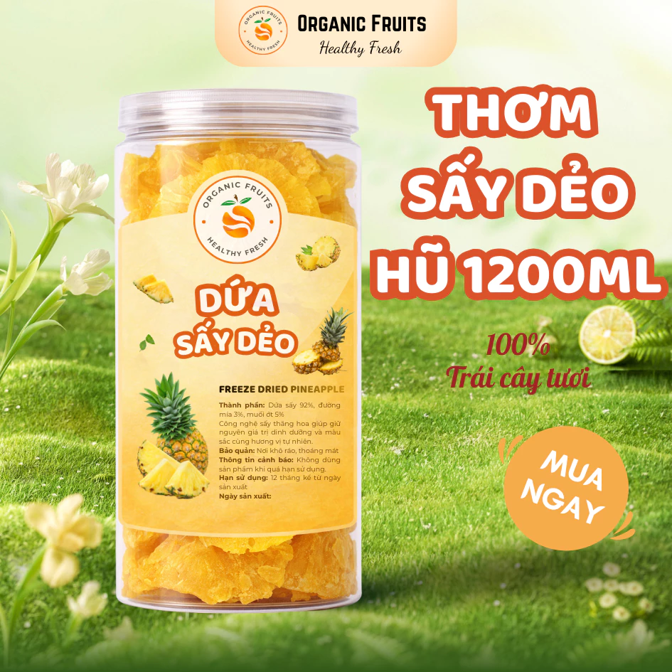 オーガニックフルーツ ソフトドライパイナップル 1200ml瓶 - 自然な甘酸っぱさ、砂糖不使用