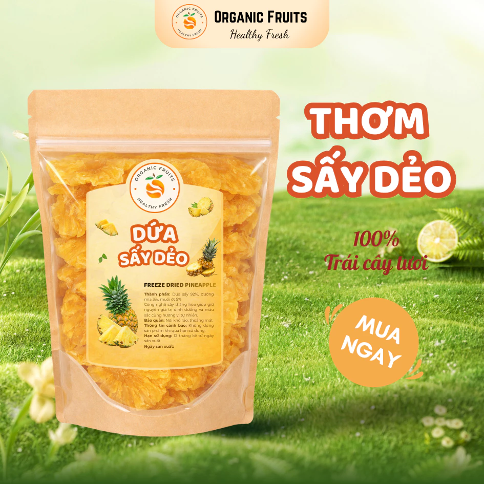 オーガニックフルーツ ソフトドライパイナップル 200g – 自然な甘酸っぱさ、砂糖不使用