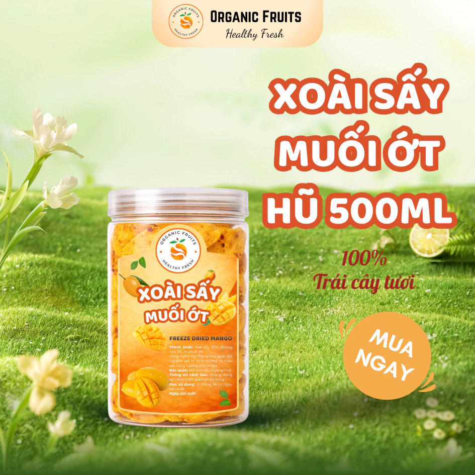 「オーガニックフルーツ」ピリ辛マンゴーチリソルトドライ 500ml - 大粒、しっとり、無着色、甘辛スナック