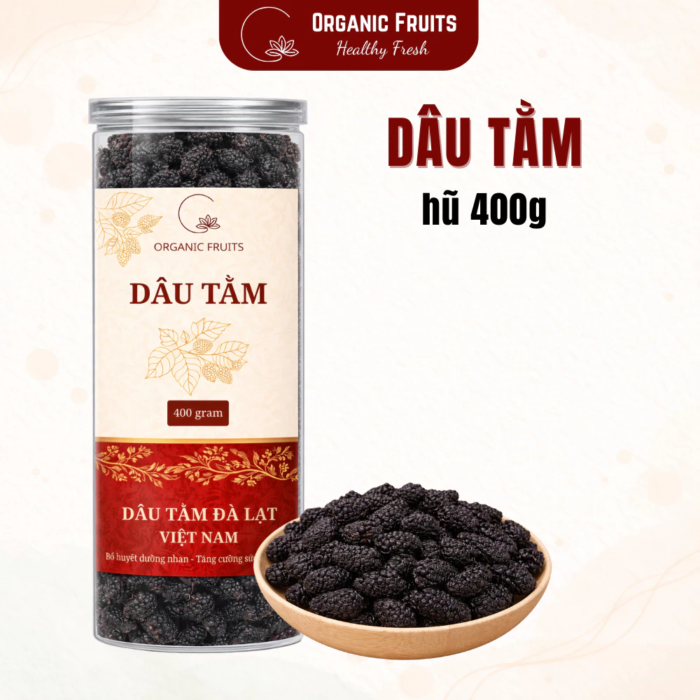 オーガニック黒桑の実ドライフルーツ 400g - プレミアム無添加マルベリー - お茶・ドリンク用